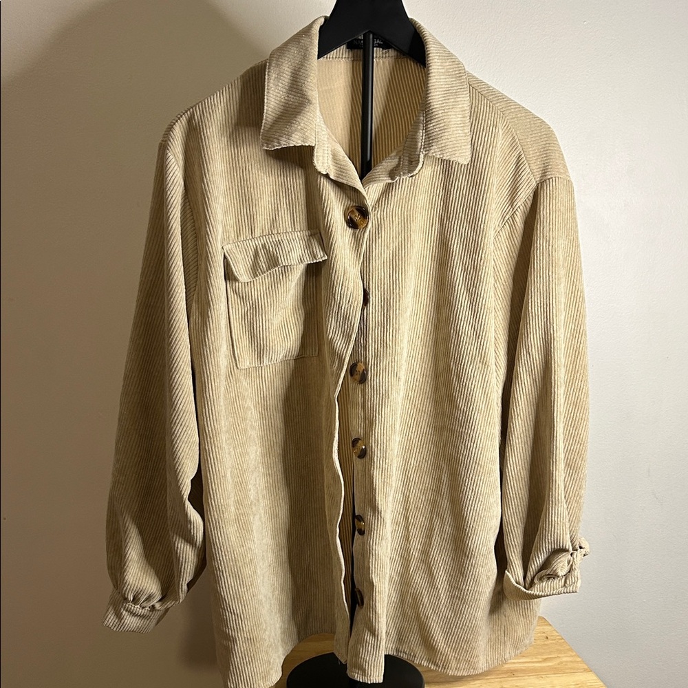Nasty Gal Women's Tan Corduroy Button Down Shirt